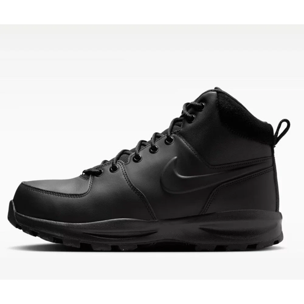 Nike Manoa Leather Boots Triple Black Kids Youth Size 4Y Hiking Boots